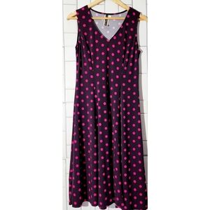 JULIAN TAYLOR NEW YORK  Sleeveless V-Neck Knit  Midi Dress Black Pink Po…